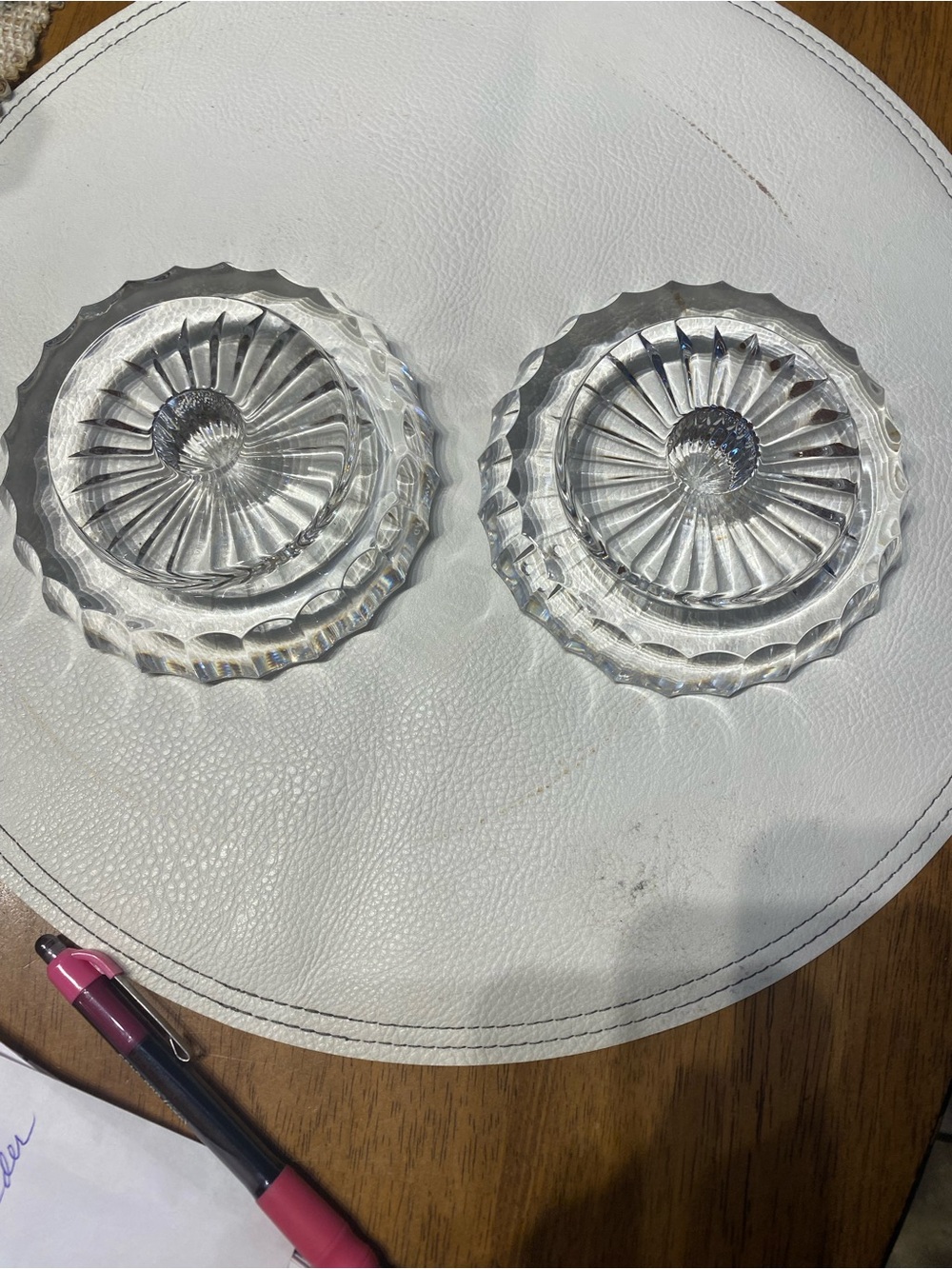 Set of 2 crystal taper candle holders. Irish Alway